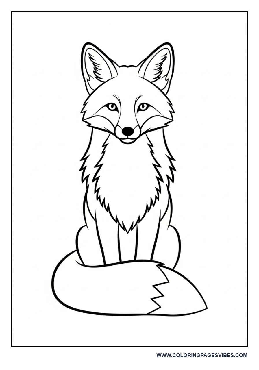 Simple Fox Sitting Front View