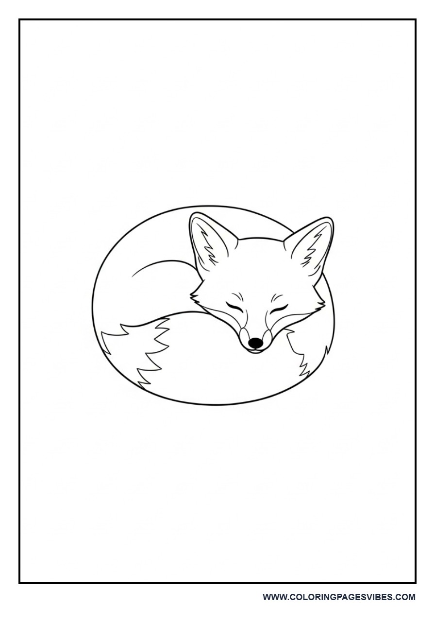 Sleeping Curled Fox