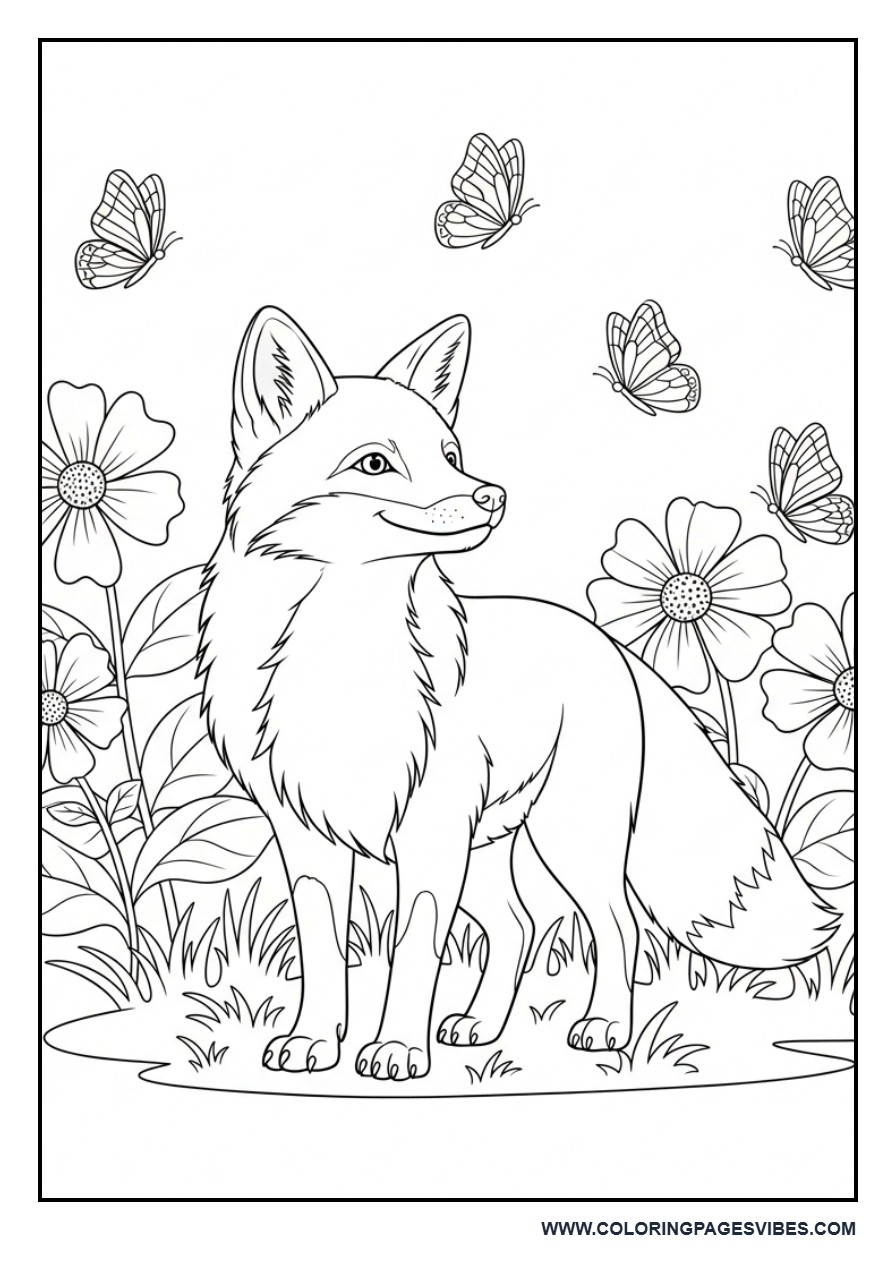 Spring Fox with Flowers