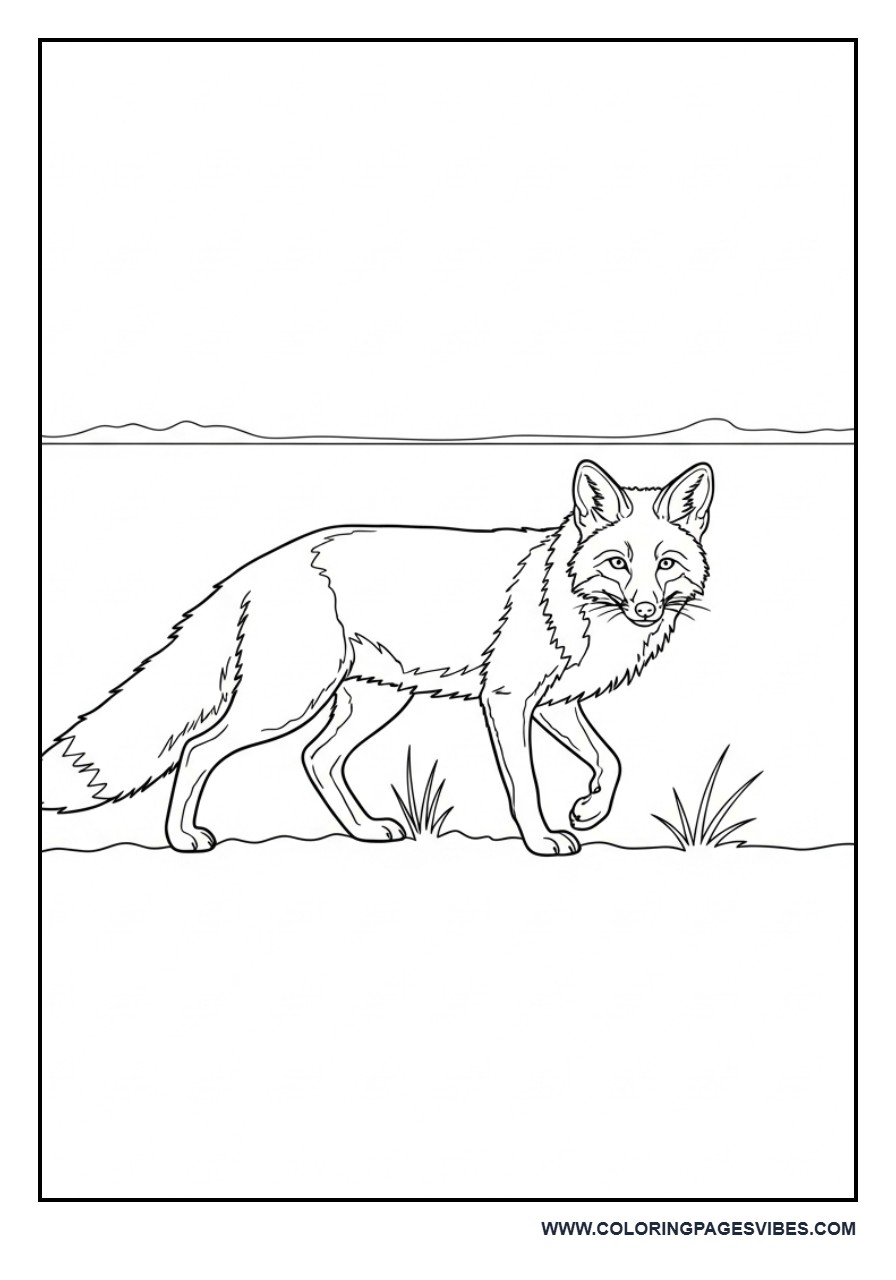 Walking Fox in Open Field