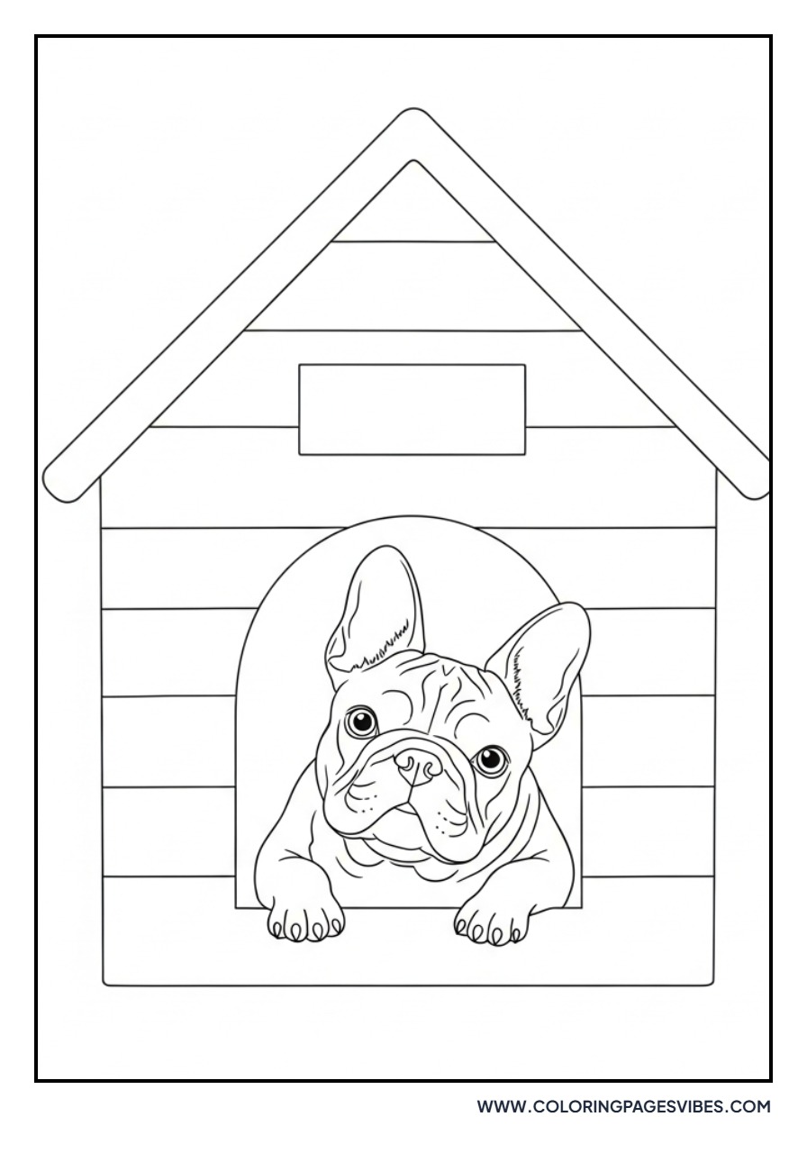 French Bulldog in Doghouse