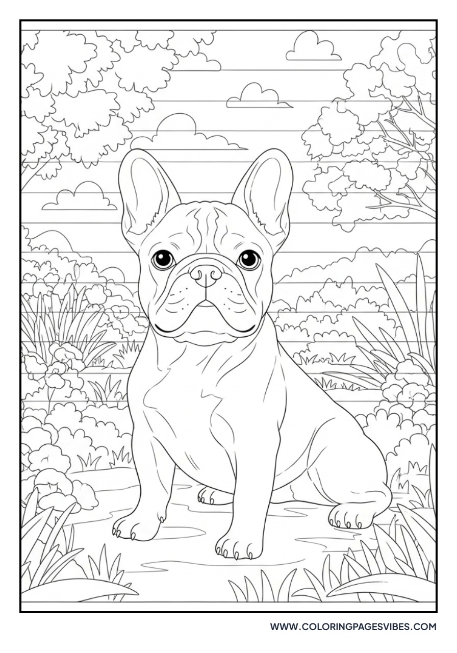French Bulldog in Garden