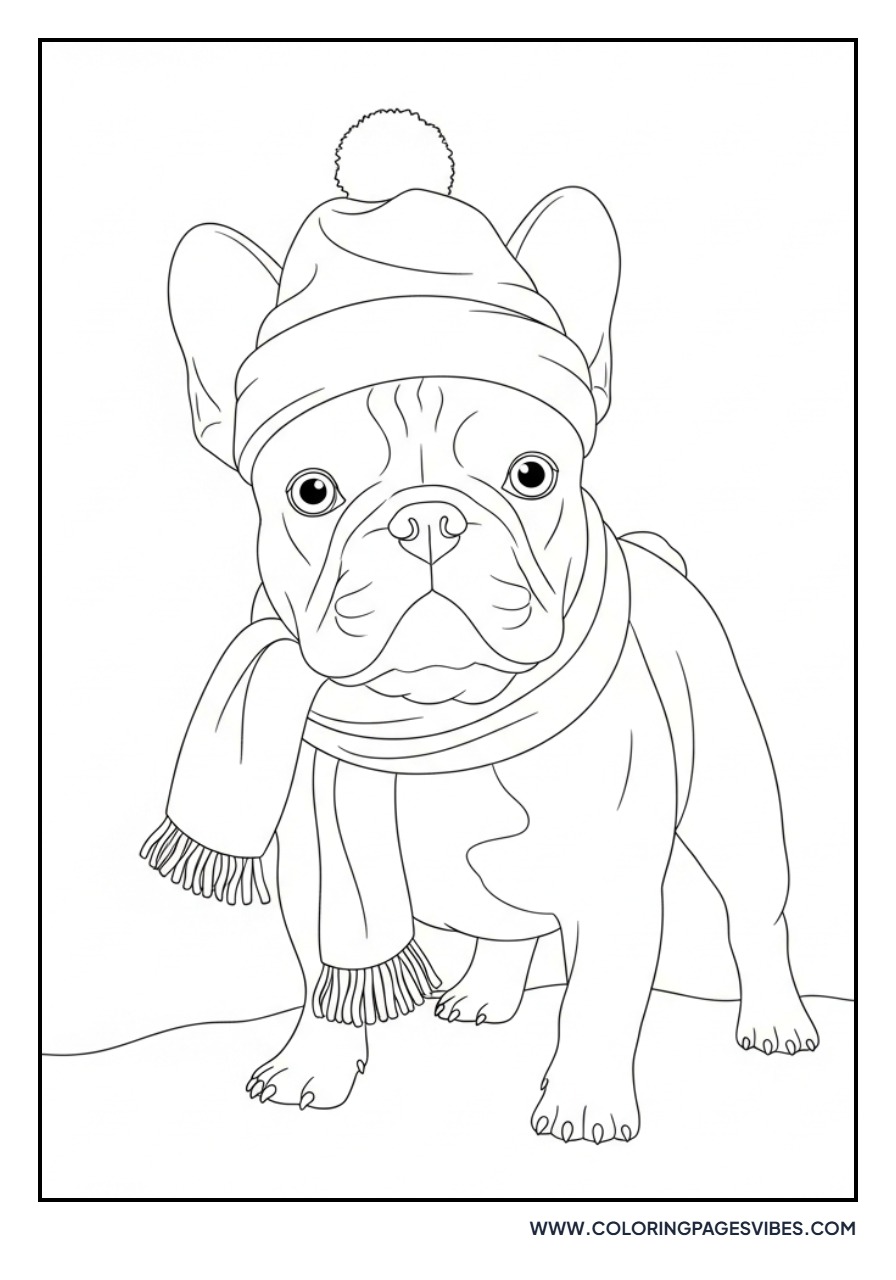 French Bulldog in Snow