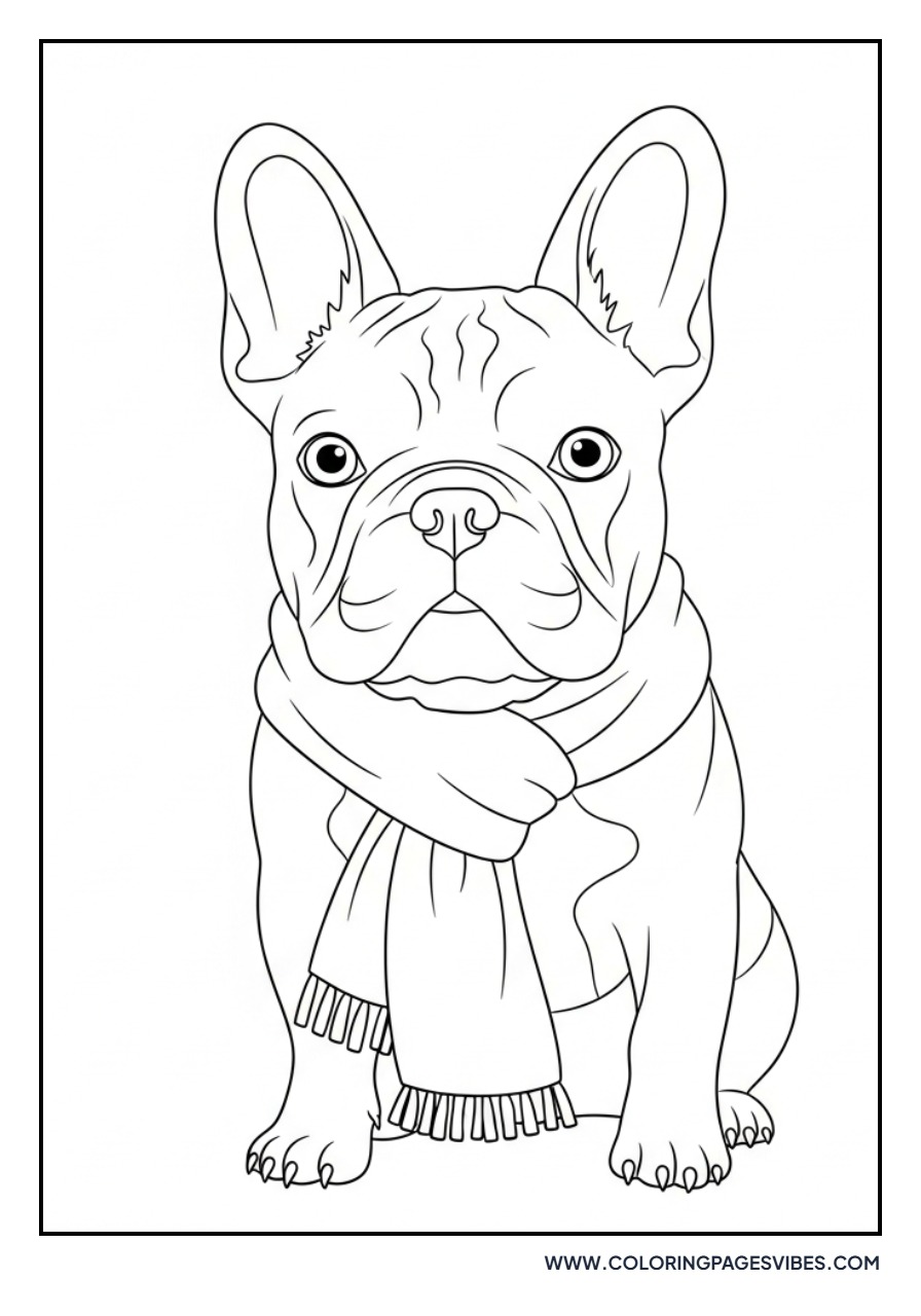 French Bulldog Wearing Scarf