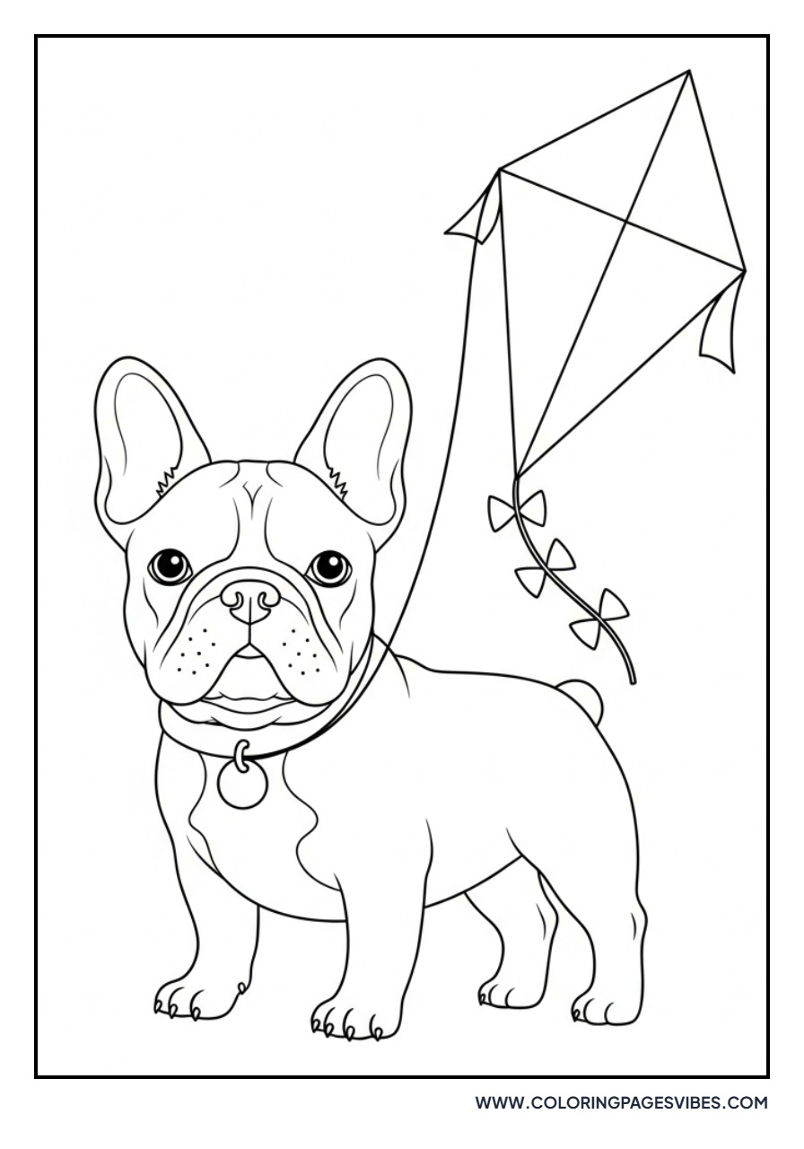 French Bulldog with Kite