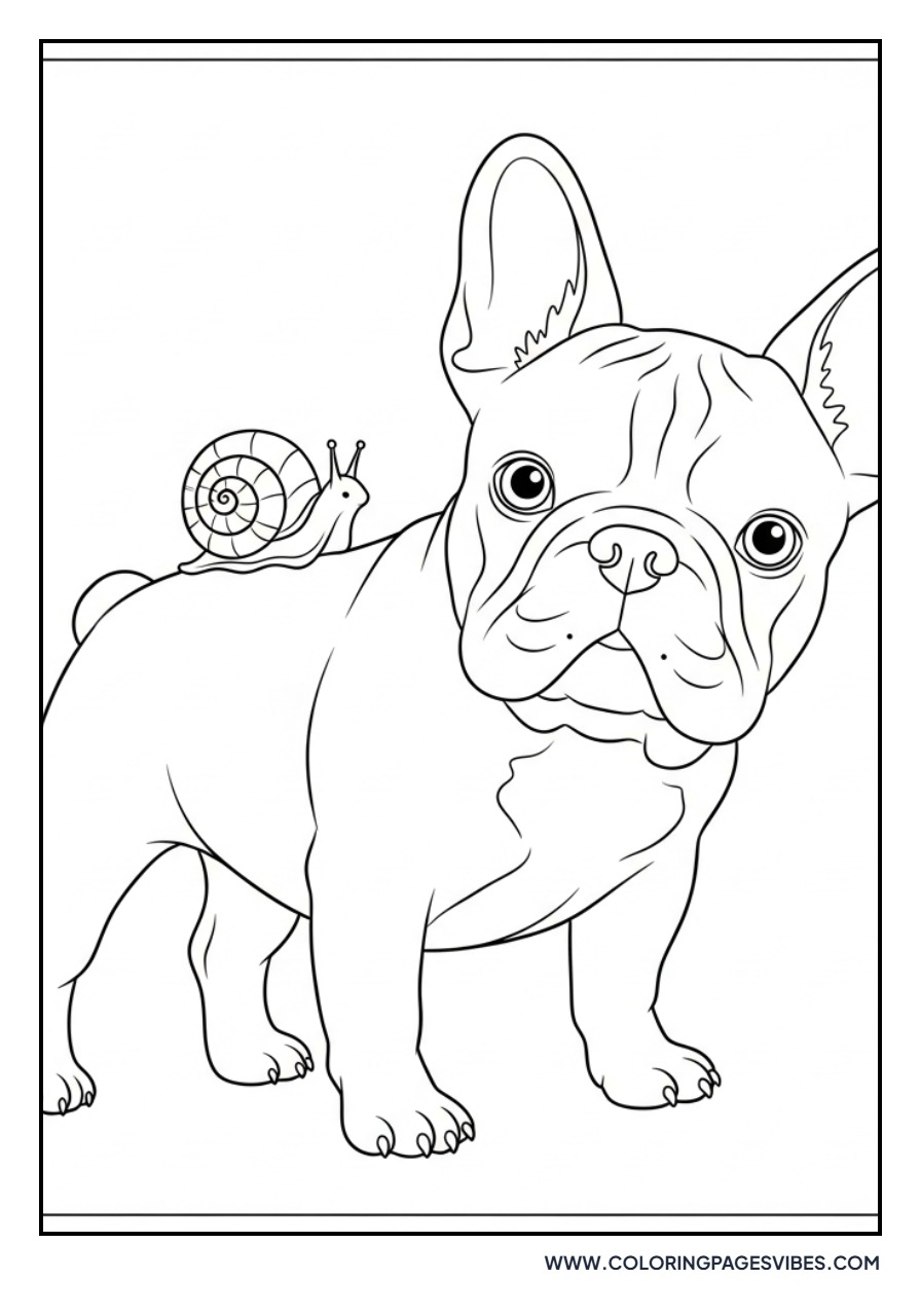French Bulldog with Snail