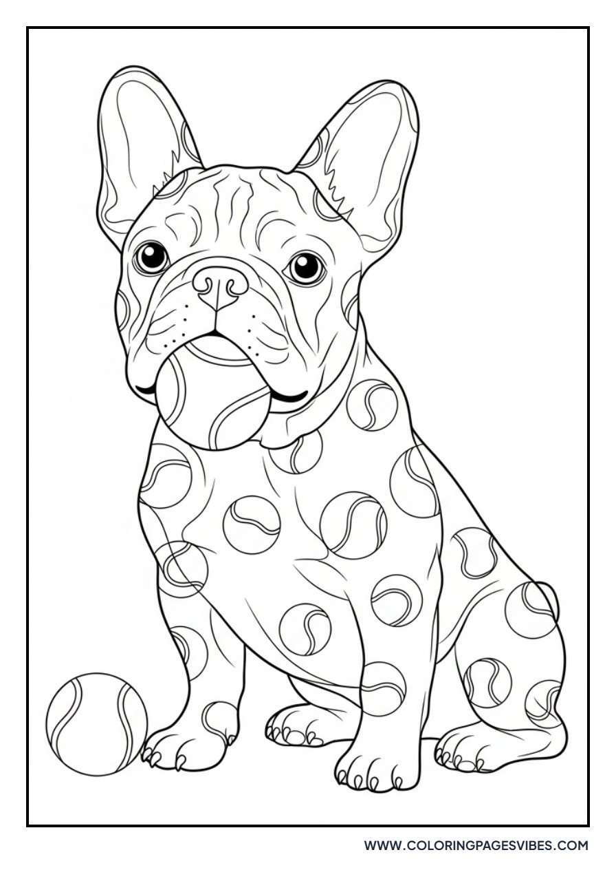 French Bulldog with Tennis Ball