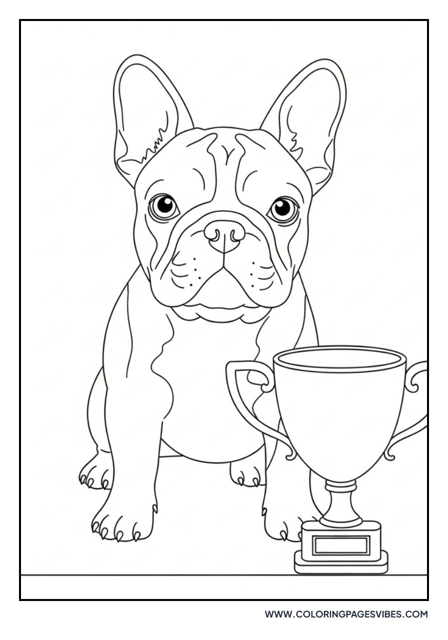 French Bulldog with Trophy