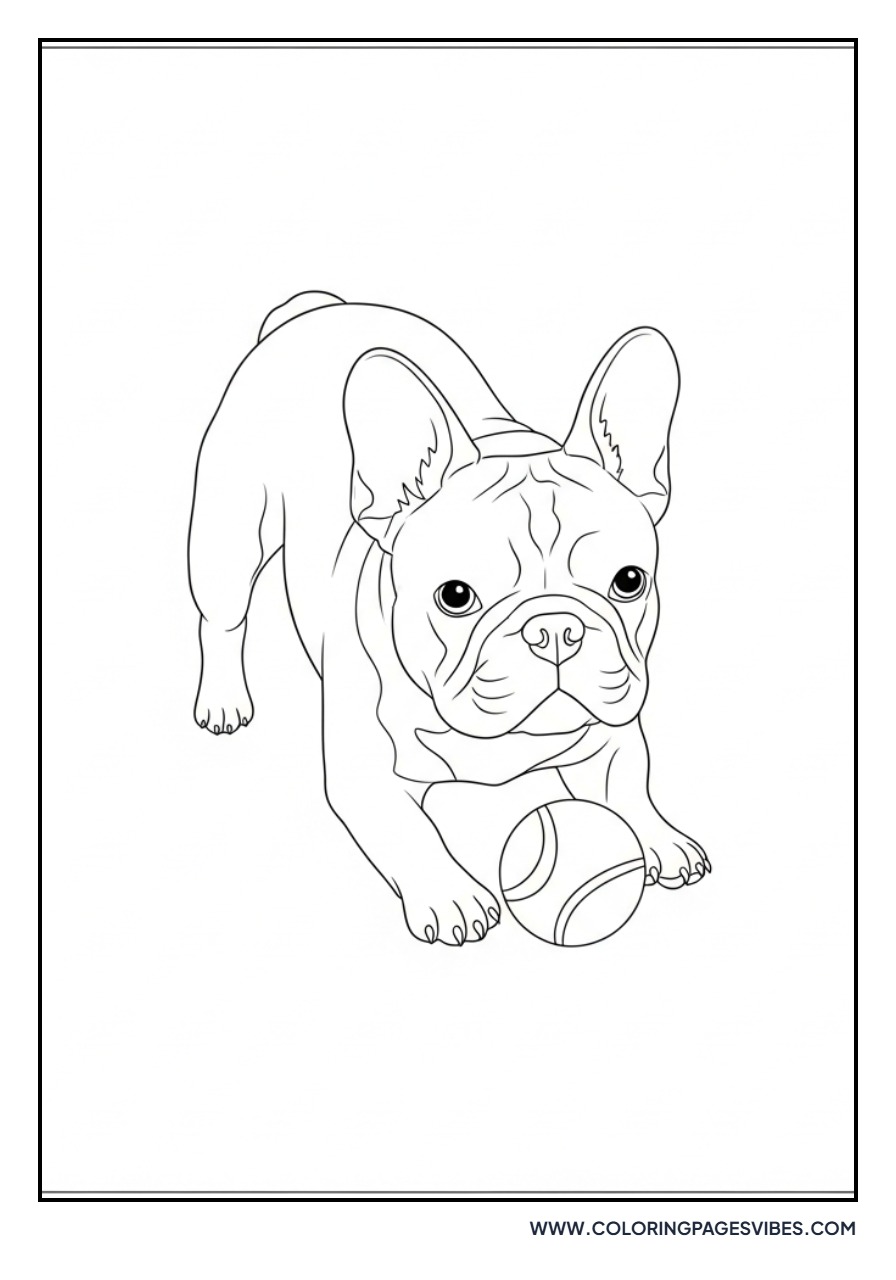 Frenchie Playing with Ball