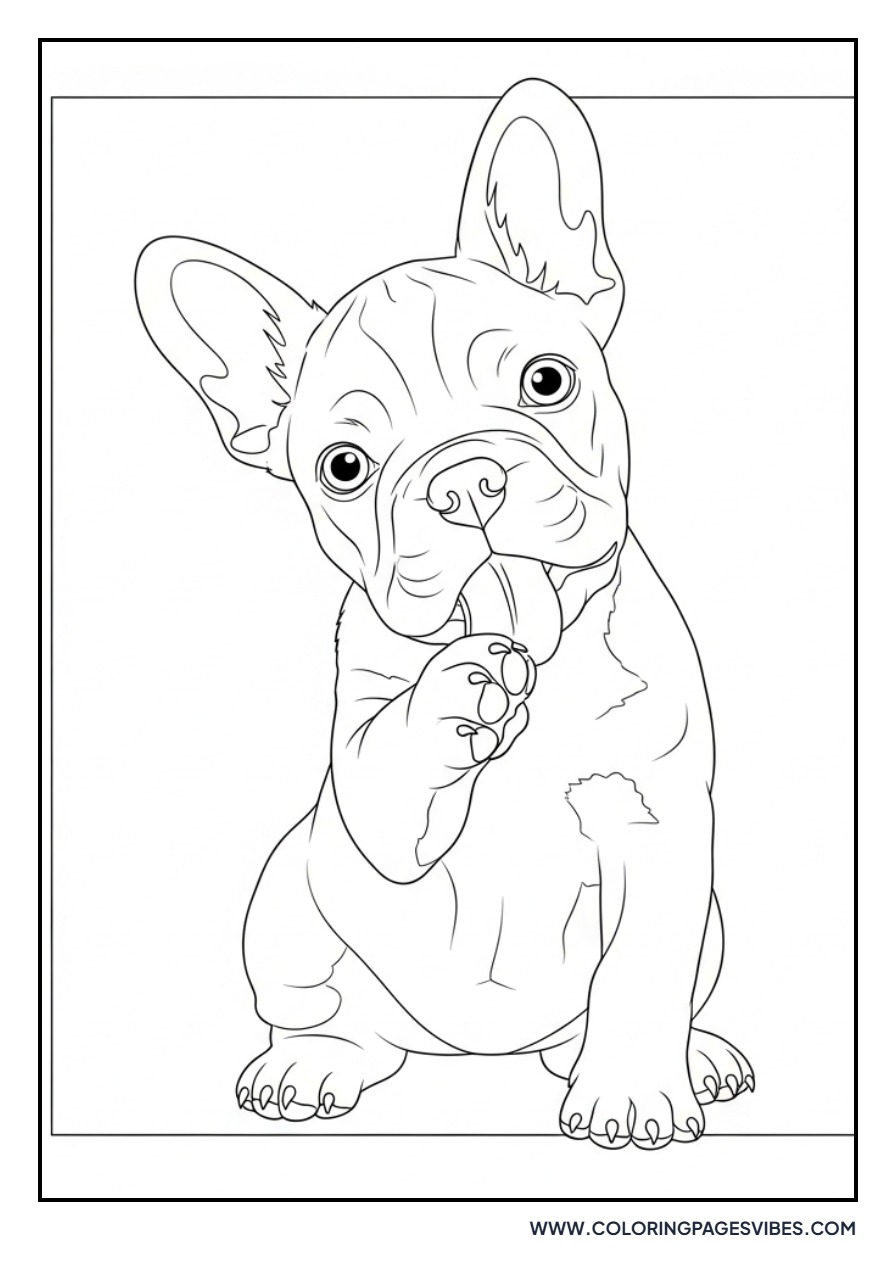 Frenchie Puppy Licking Paw