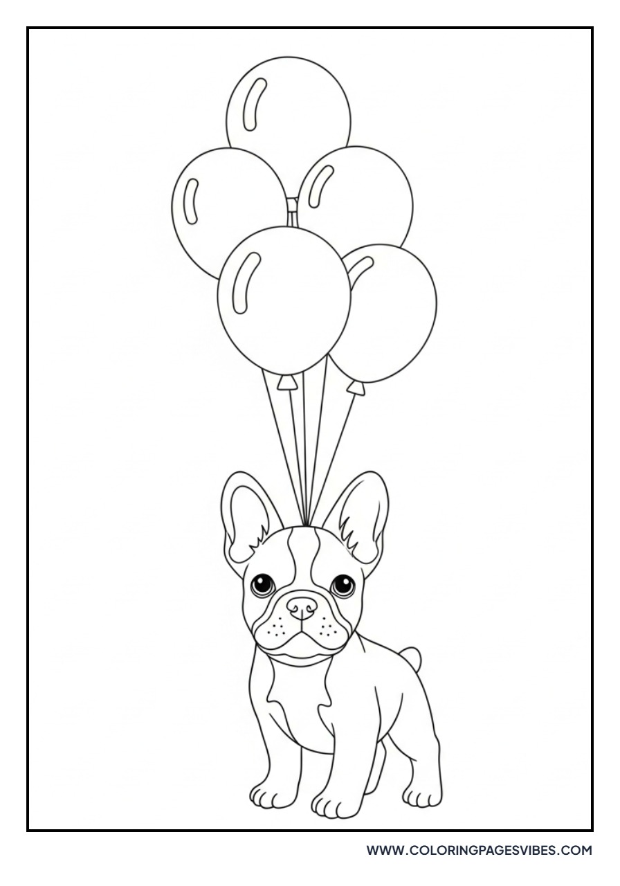 Frenchie Puppy with Balloons