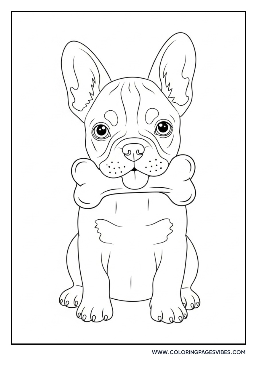 Frenchie Puppy with Bone