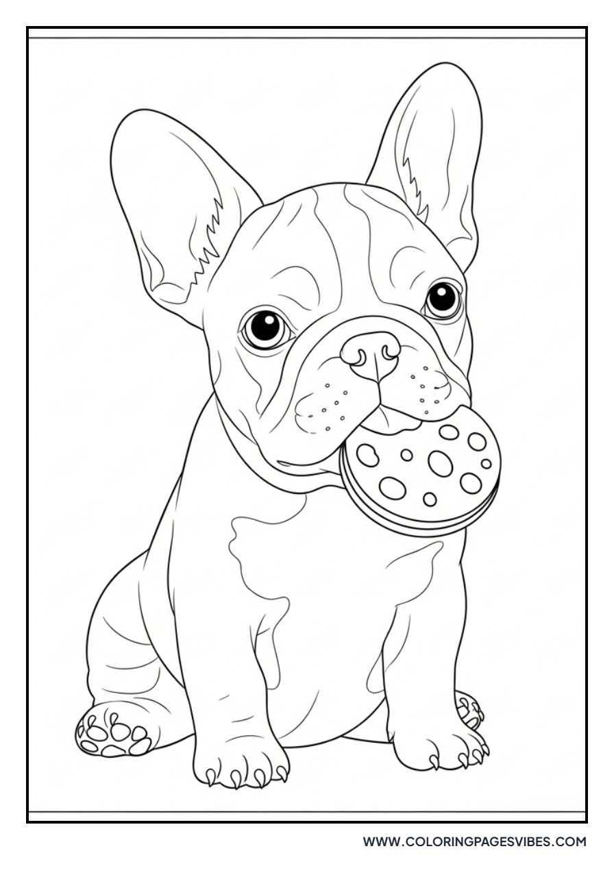 Frenchie Puppy with Cookie