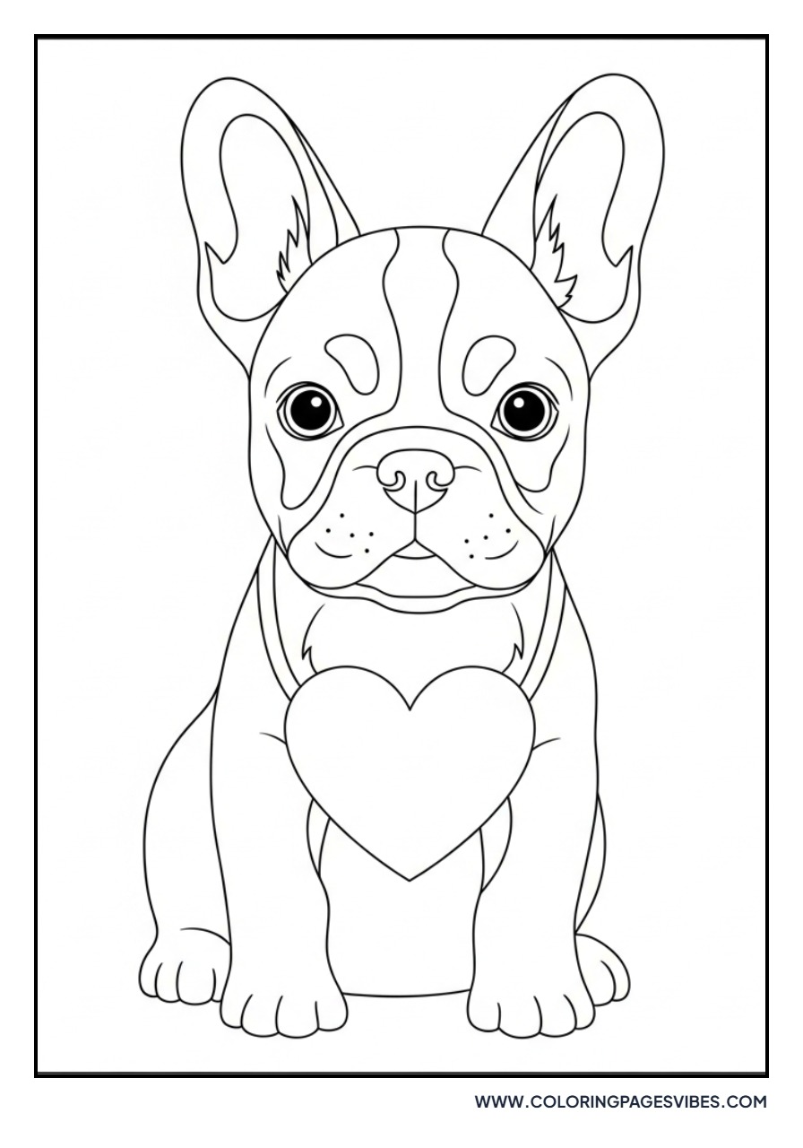 Frenchie Puppy with Heart
