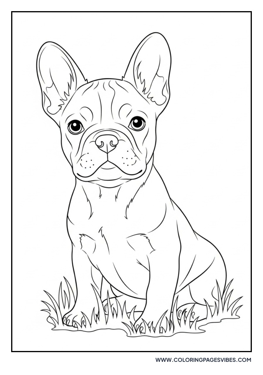 Frenchie Sitting in Grass