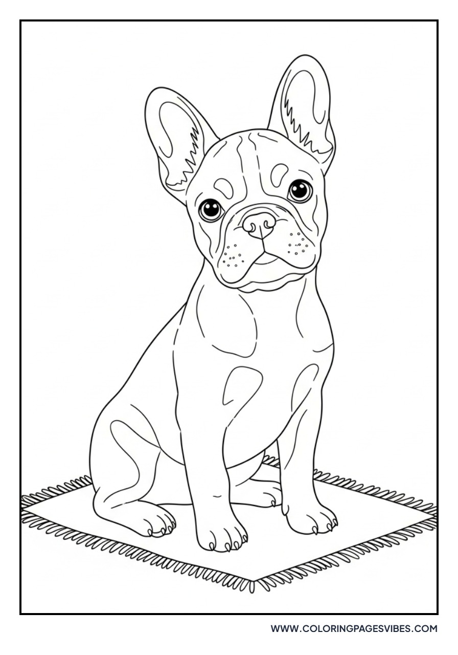 Frenchie Sitting on Rug