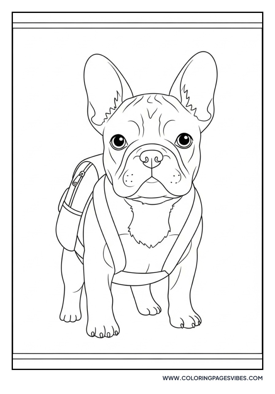 Frenchie Wearing a Backpack