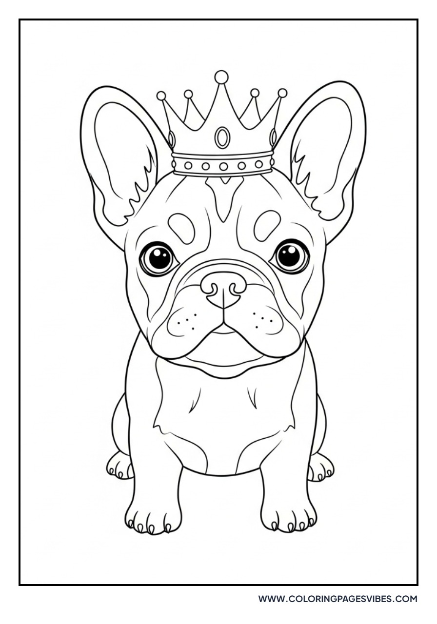 Frenchie Wearing a Crown