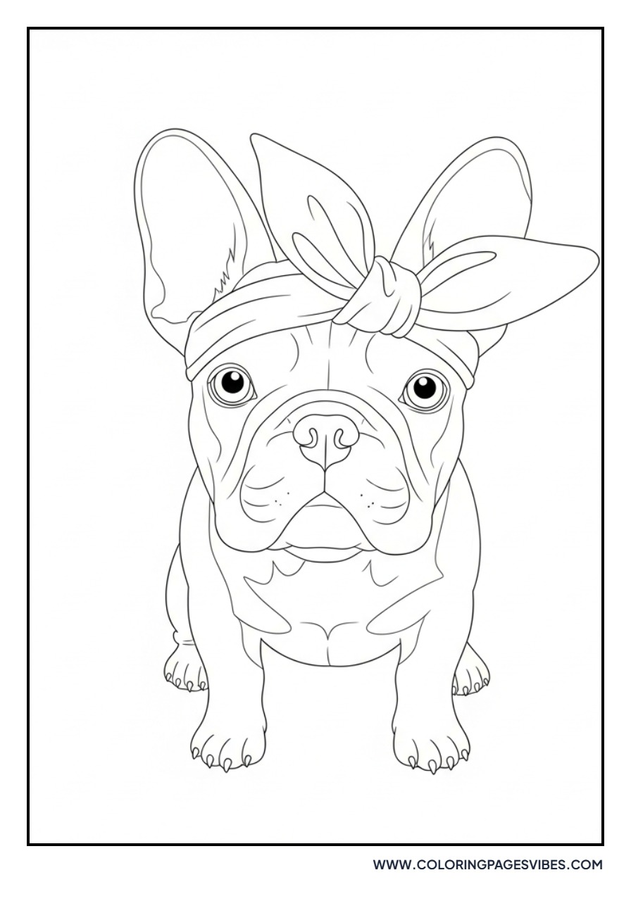 Frenchie Wearing a Headband