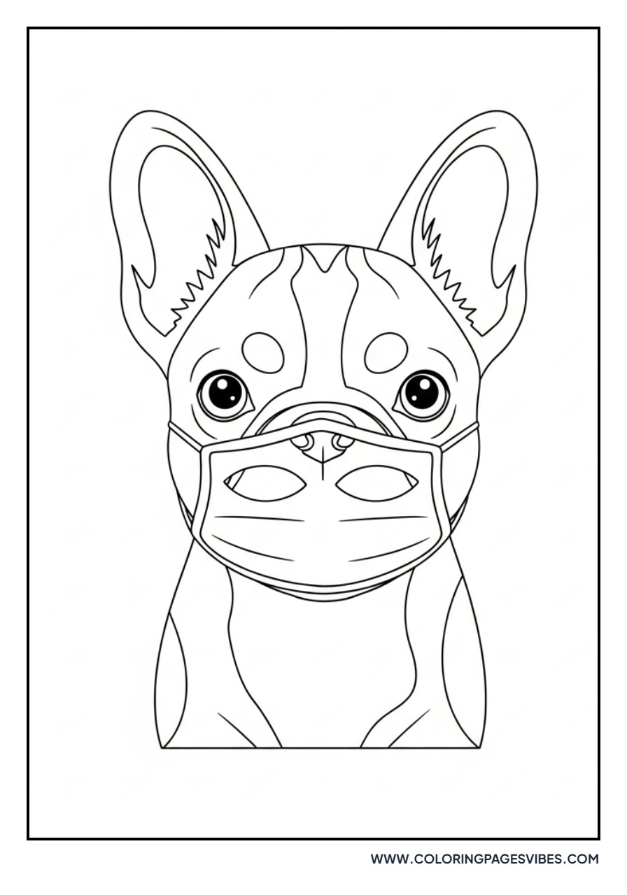 Frenchie Wearing a Mask