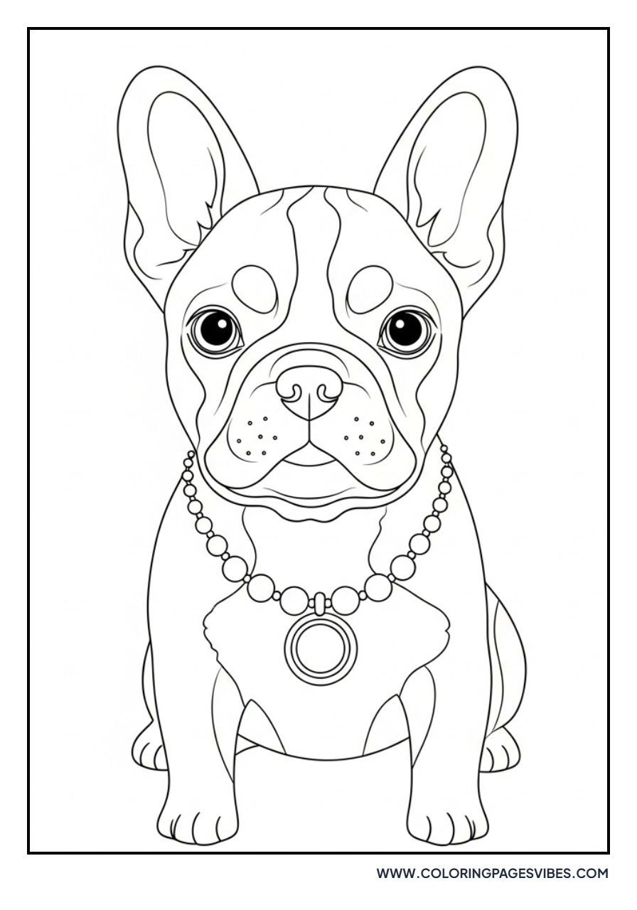 Frenchie Wearing a Necklace