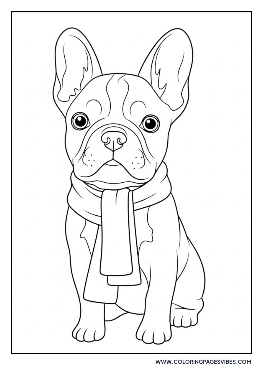 Frenchie Wearing a Scarf