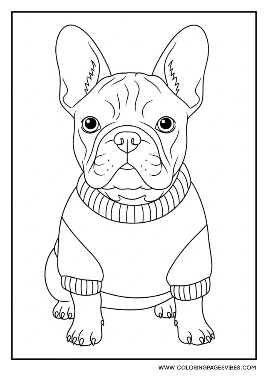 Frenchie Wearing a Sweater