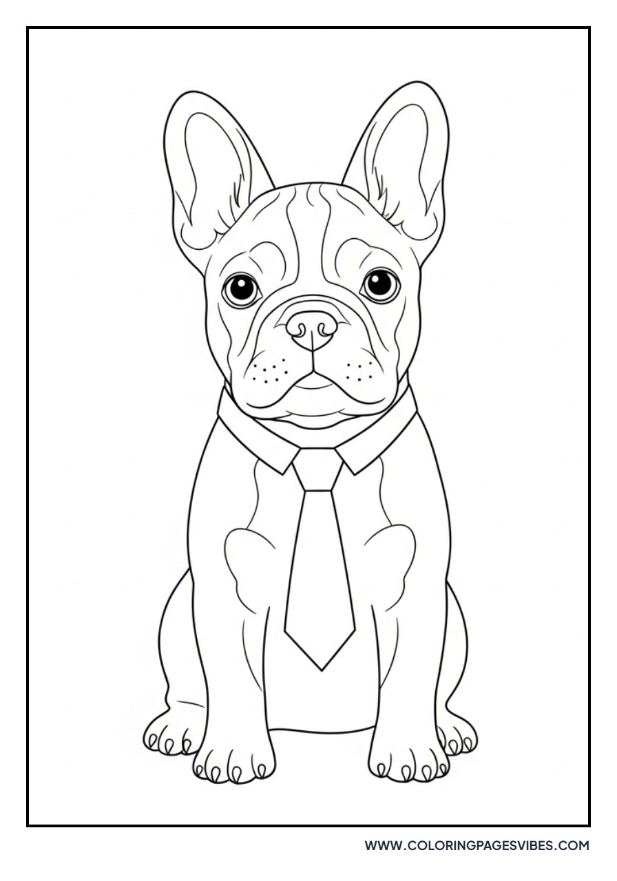 Frenchie Wearing a Tie