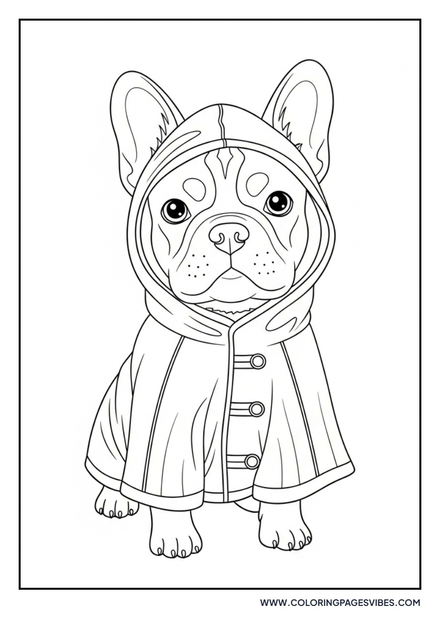 Frenchie Wearing Raincoat
