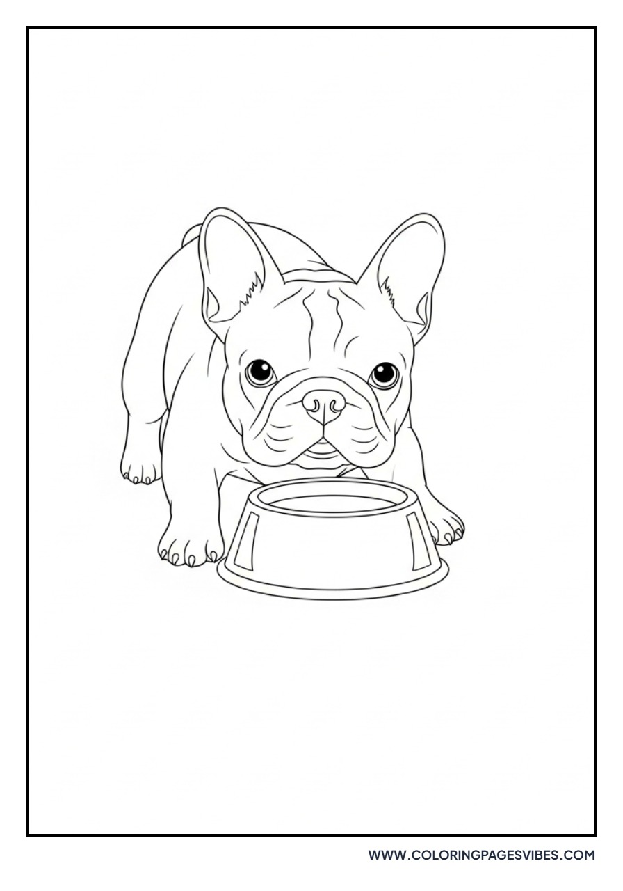 Hungry Frenchie with Bowl