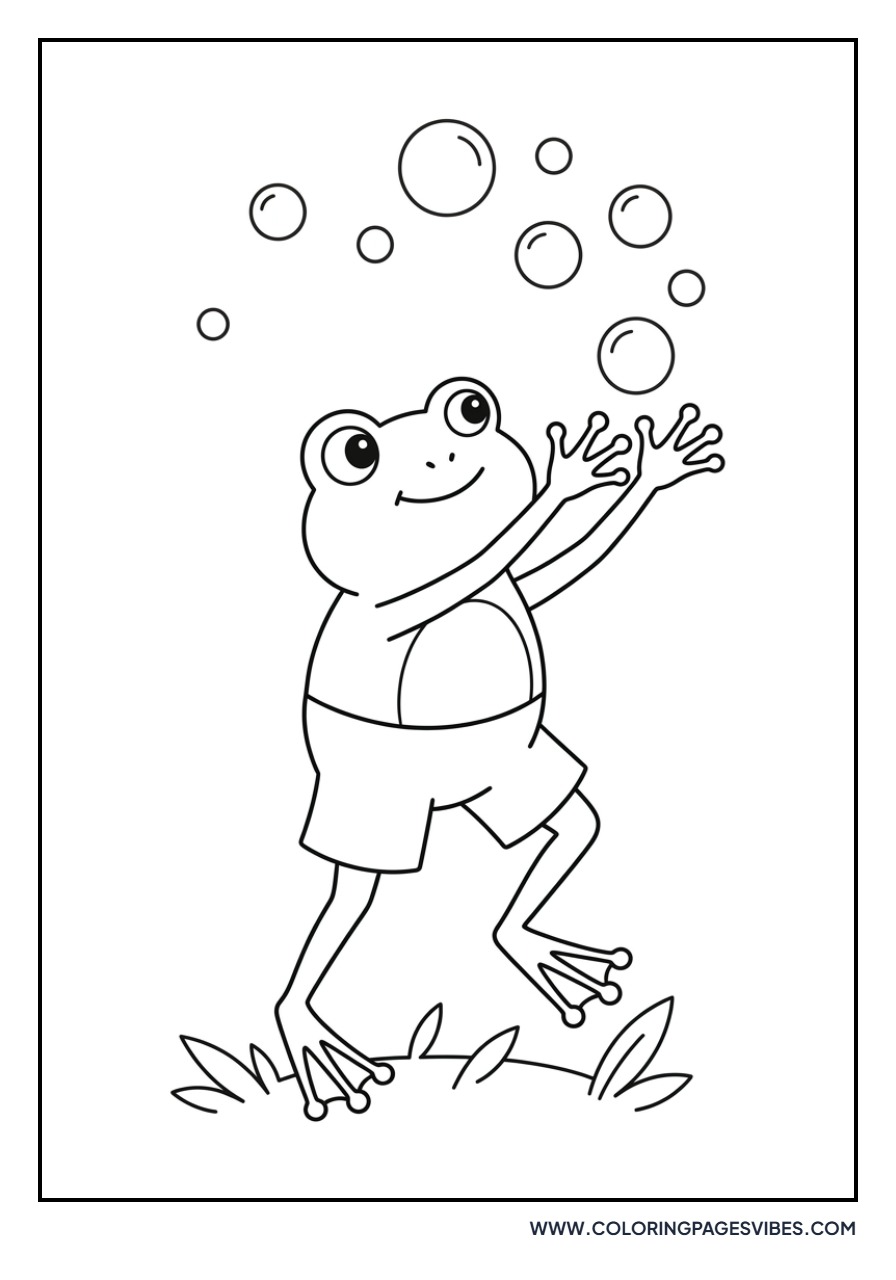 Frog Catching Bubbles