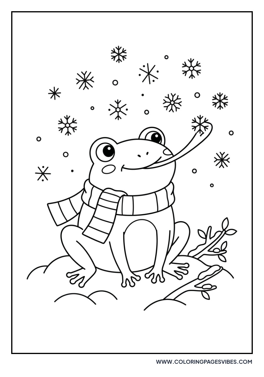Frog Catching Snowflakes