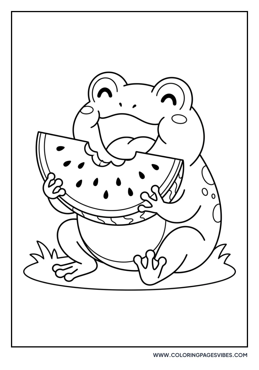 Frog Eating Watermelon
