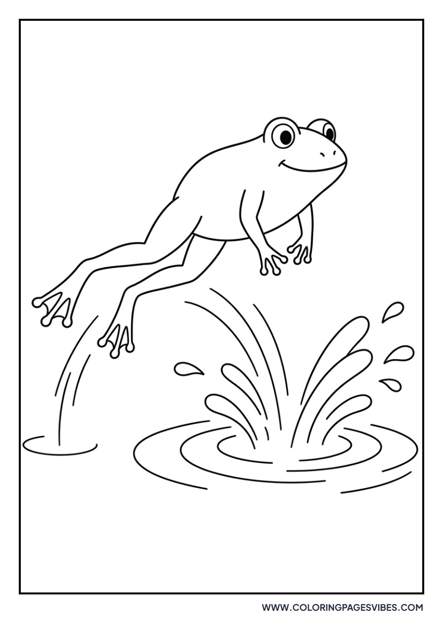 Frog Jumping into Pond