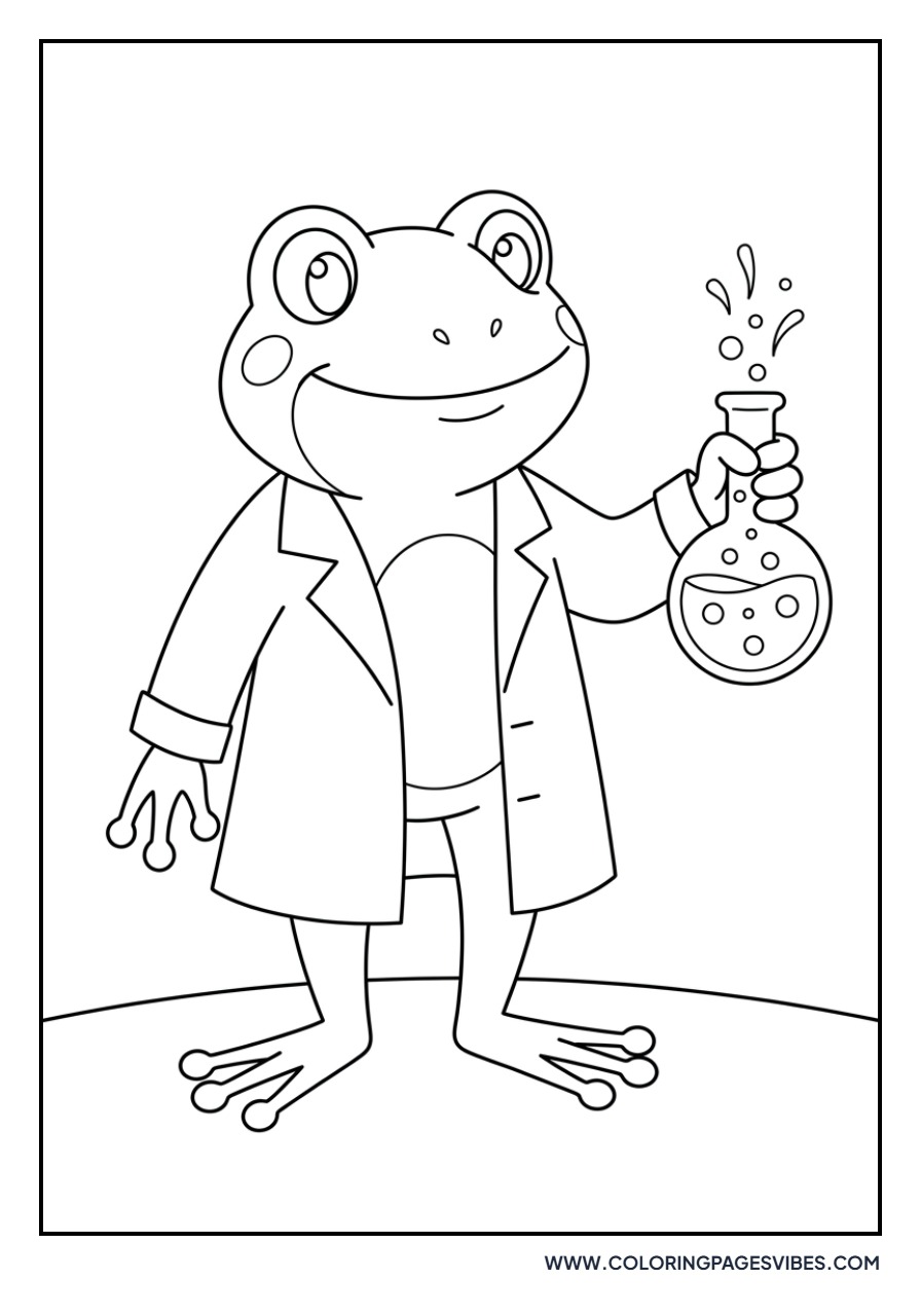 Scientist Frog with Beaker