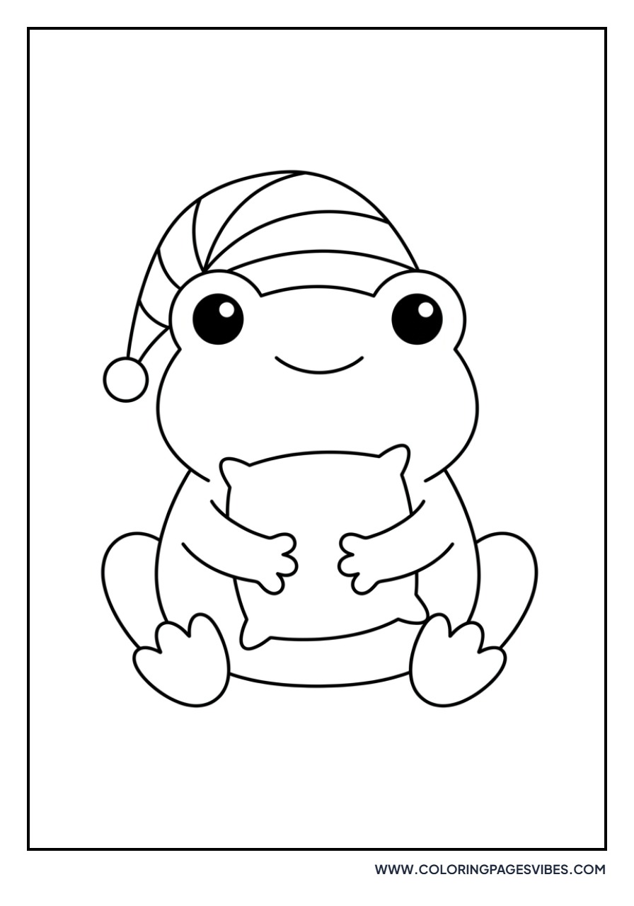Sleepy Frog with Pillow