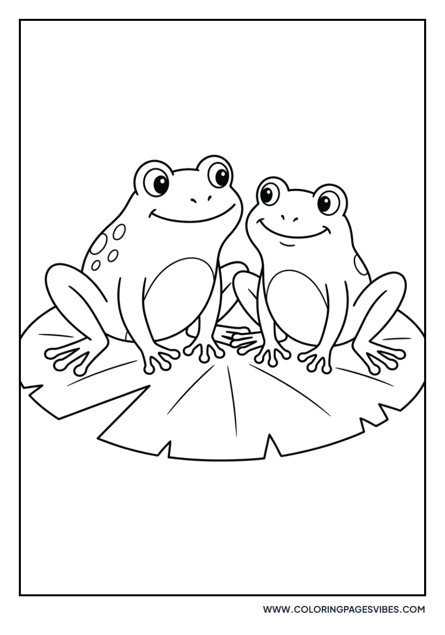 Two Frogs Sharing Lily Pad