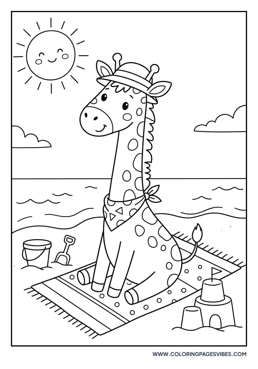 Giraffe at the Beach