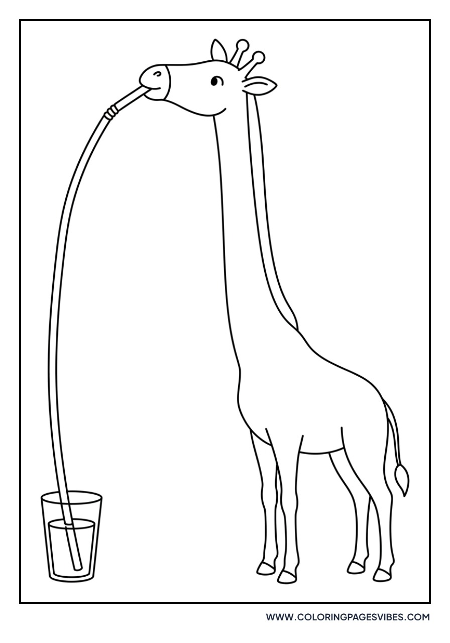 Giraffe Drinking Juice