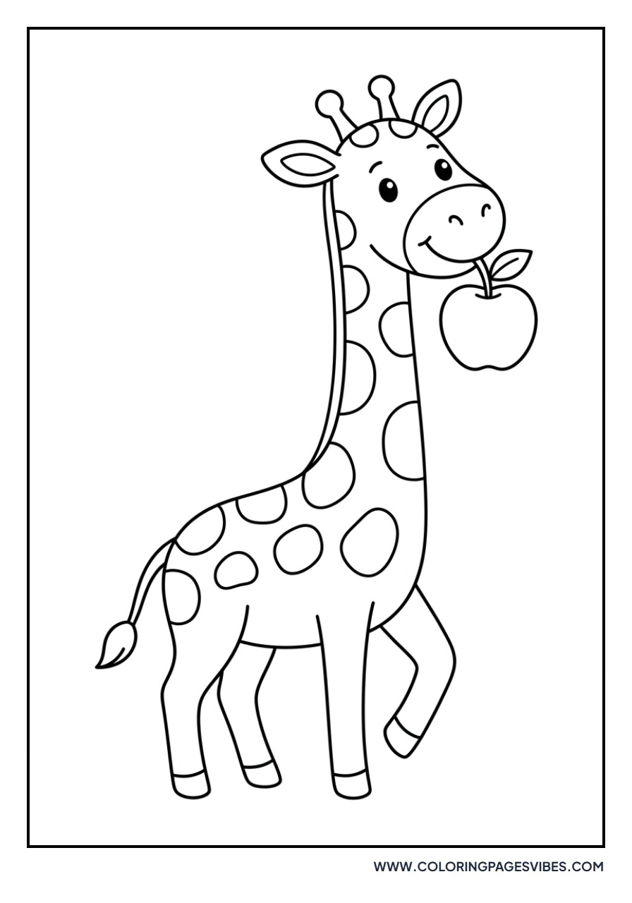 Giraffe Eating an Apple