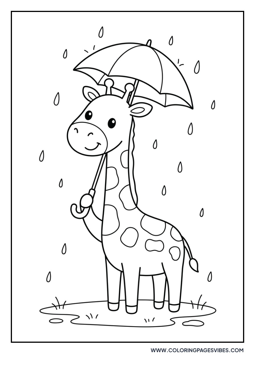 Giraffe Holding an Umbrella