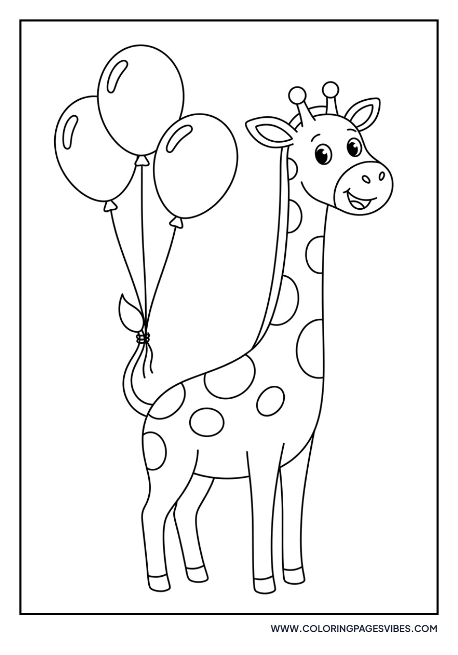 Giraffe Holding Balloons
