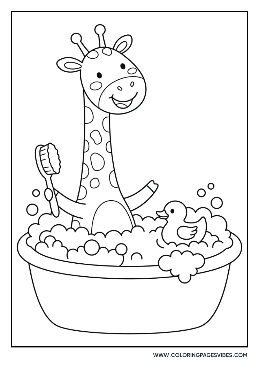 Giraffe in a Bath