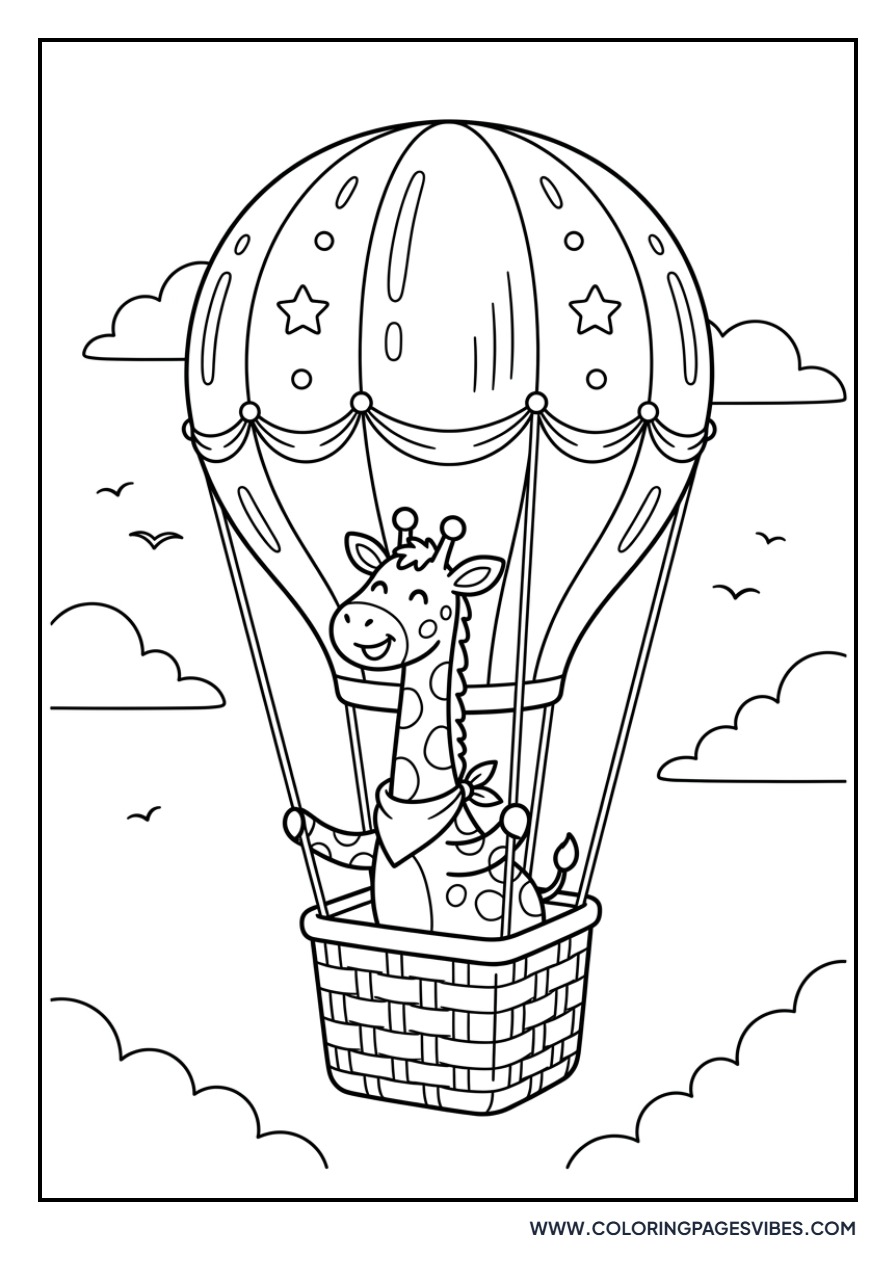 Giraffe in a Hot Air Balloon
