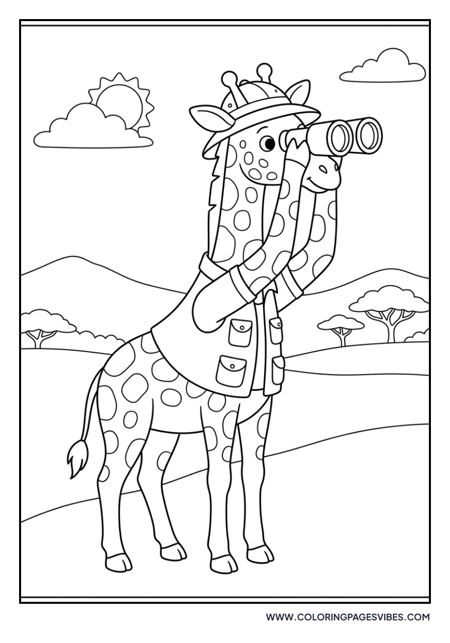 Giraffe Looking Through Binoculars