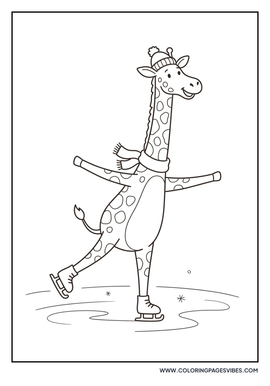 Giraffe Skates on Ice