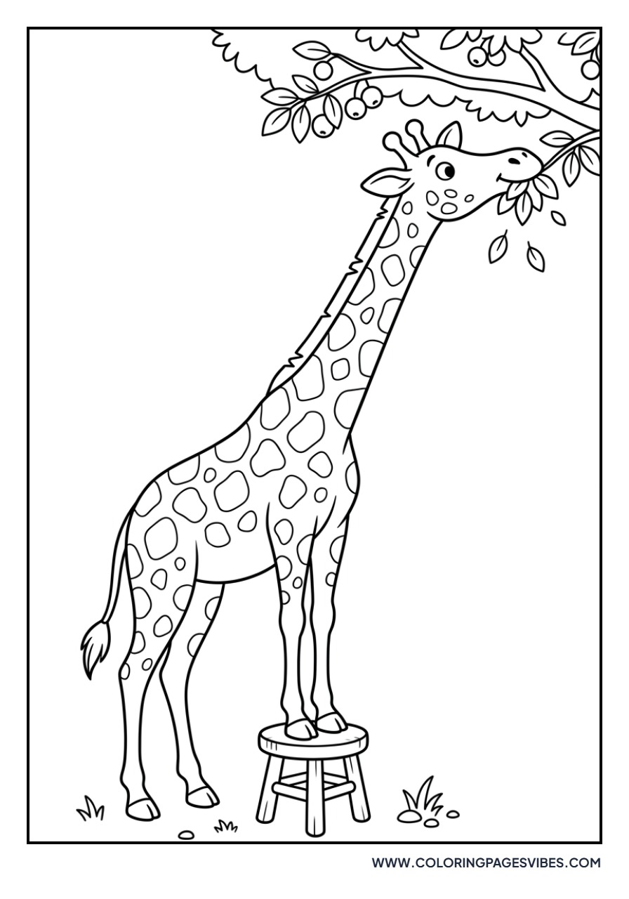Giraffe Standing on a Stool