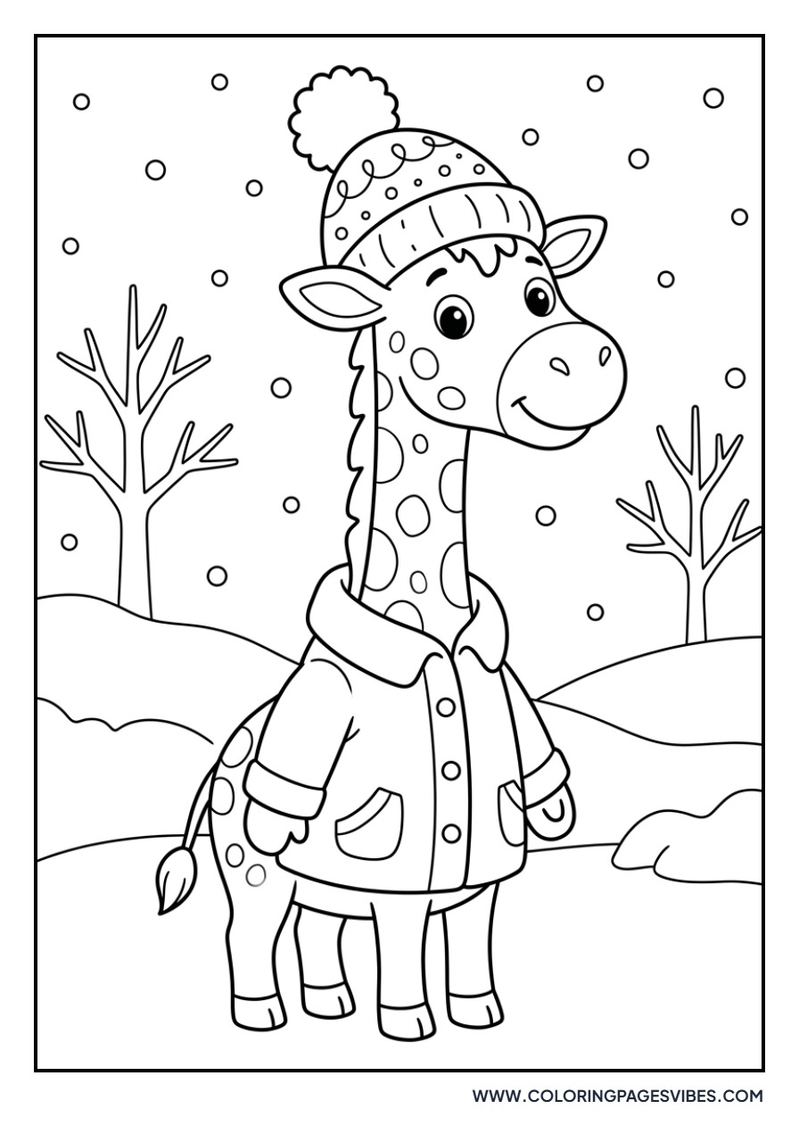 Giraffe Wearing Winter Hat