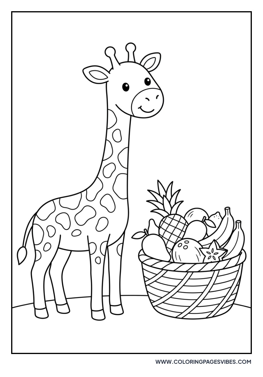 Giraffe with a Basket of Fruit