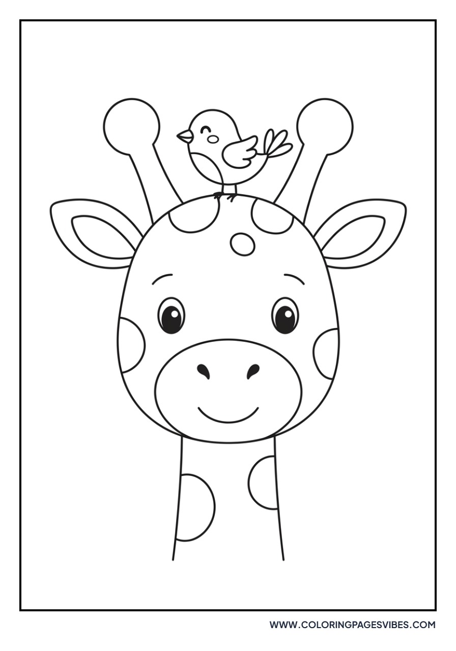 Giraffe with a Bird on Head